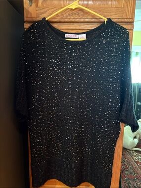 Lipstick Boutique Black Sequin Short Sleeve Knit Top